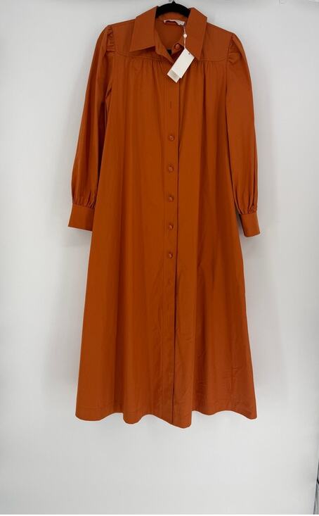 Tory Burch Dresses & Skirts - Tory Burch Artist Dress Tuscan Orange Size 4 NWT Cotton POplin $428